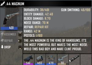 7Days to Die 薬莢スキルを取得して弾を作る方法と、銃の組み立て、修理のやり方